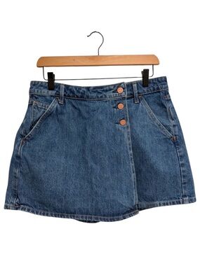Gap Women’s Denim Skort with Zipper and Button Front 100% Cotton